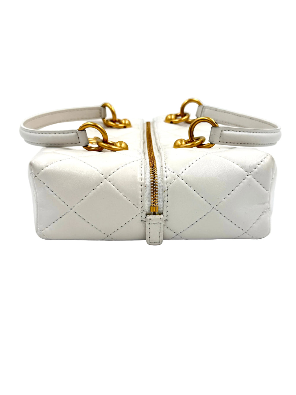 Pre-owned Chanel White Calfskin Quilted Métiers D'Art Square Top Handle With Chain - Authenticated