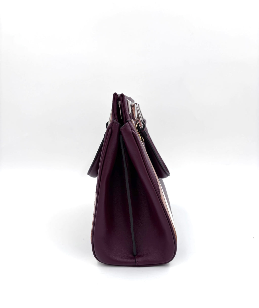 Pre-owned Gucci Smooth Calfskin Small Zumi Top Handle Bag Vintage Bordeaux White Friky Taupe - Authenticated