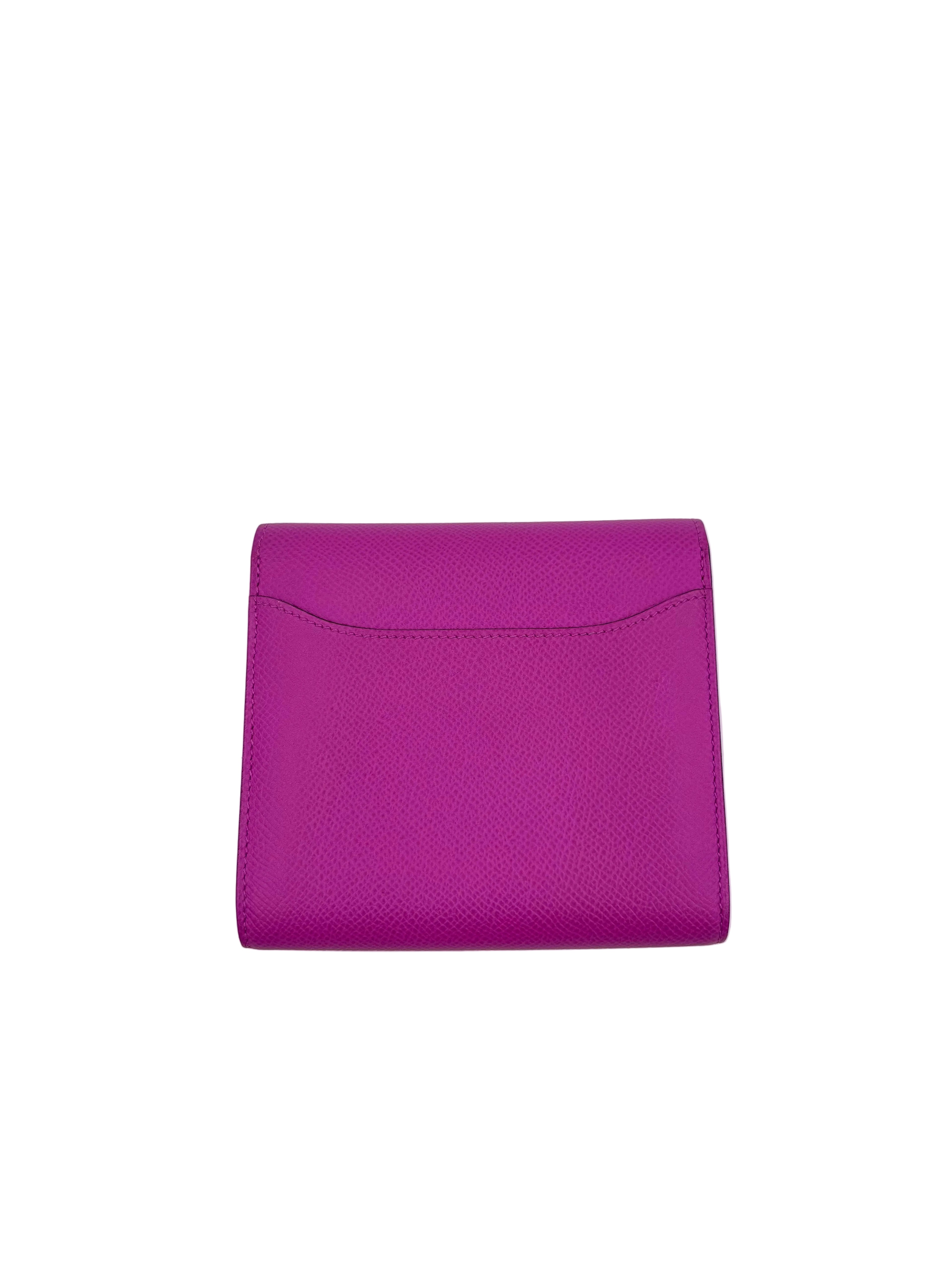 Pre-owned Hermès Constance Compact Wallet Magnolia Epsom Blue Enamel H Clasp - Authenticated