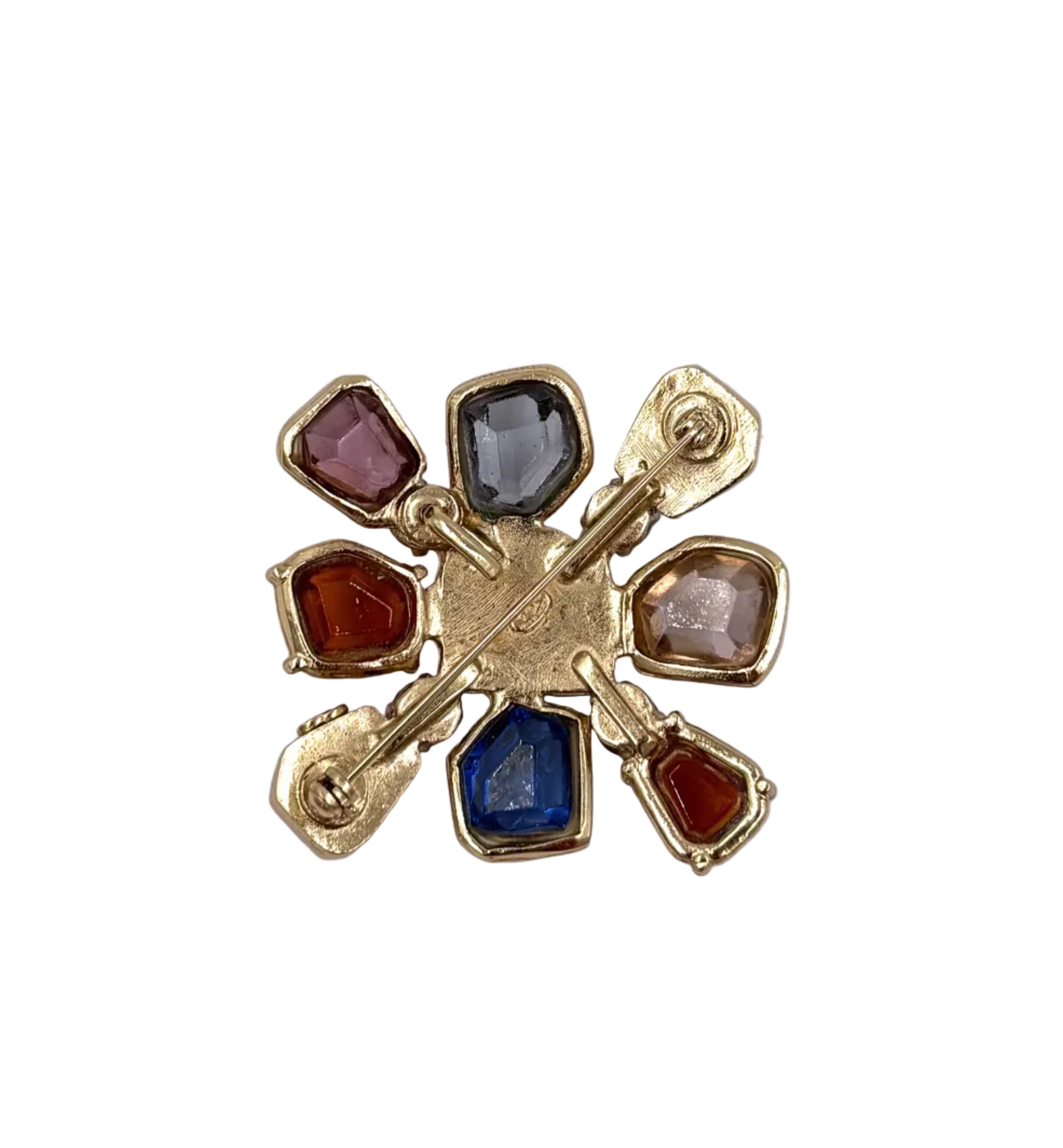 Pre-owned Chanel 2001 Gripoix Multi-Color CC Logo Brooch - Authenticated