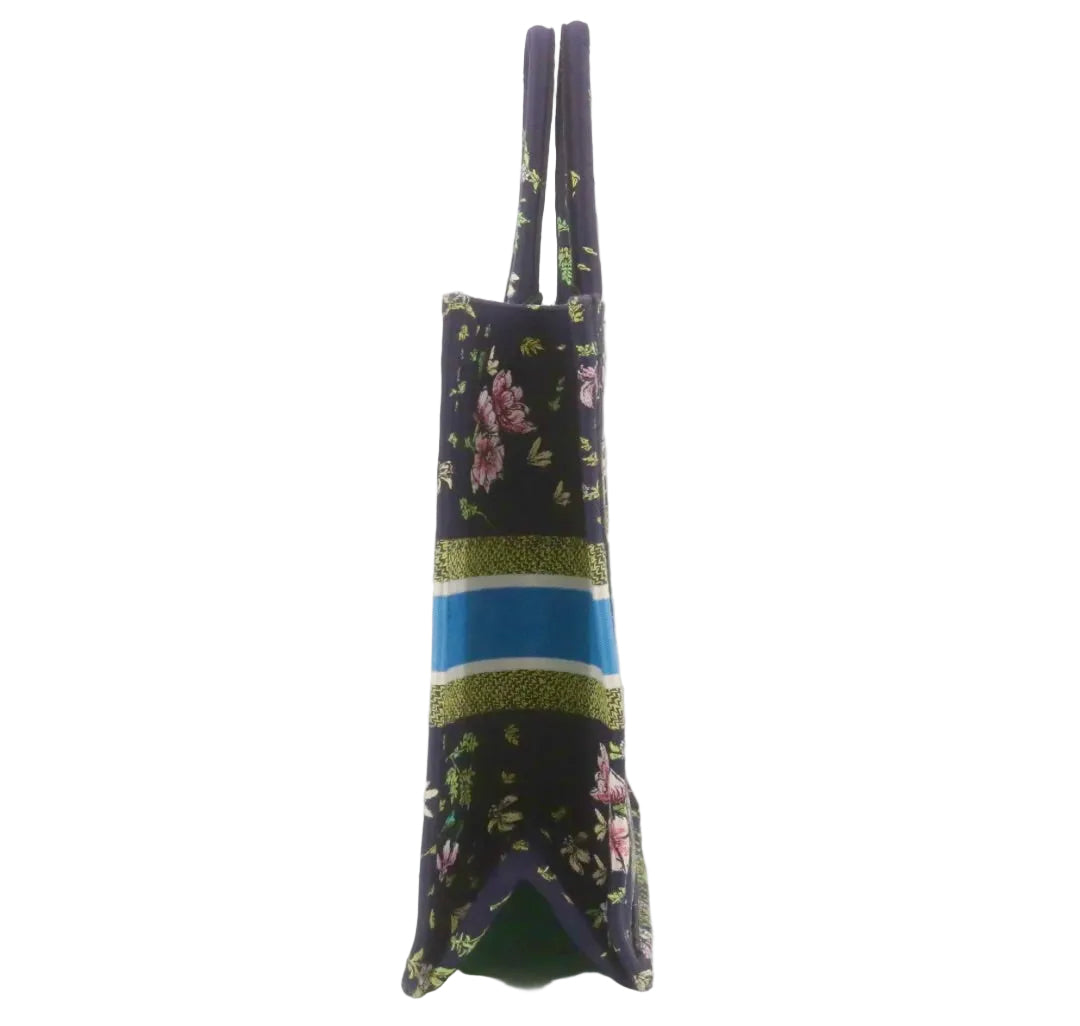 Pre-owned Christian Dior Large D-Constellation Book Tote Navy Multicolor Canvas - Authenticated