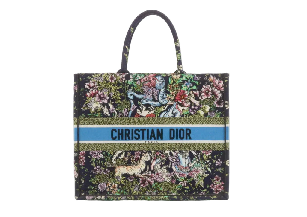 Pre-owned Christian Dior Large D-Constellation Book Tote Navy Multicolor Canvas - Authenticated