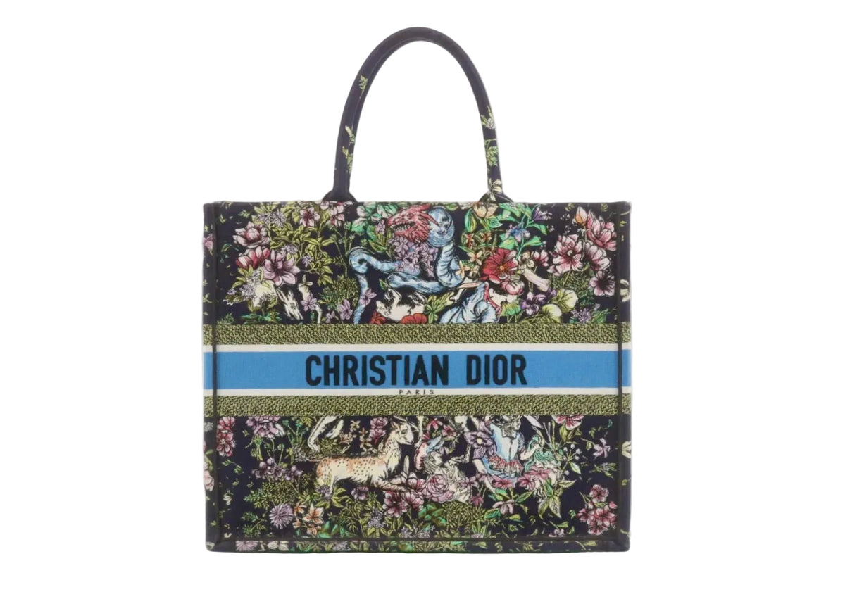 Pre-owned Christian Dior Large D-Constellation Book Tote Navy Multicolor Canvas - Authenticated
