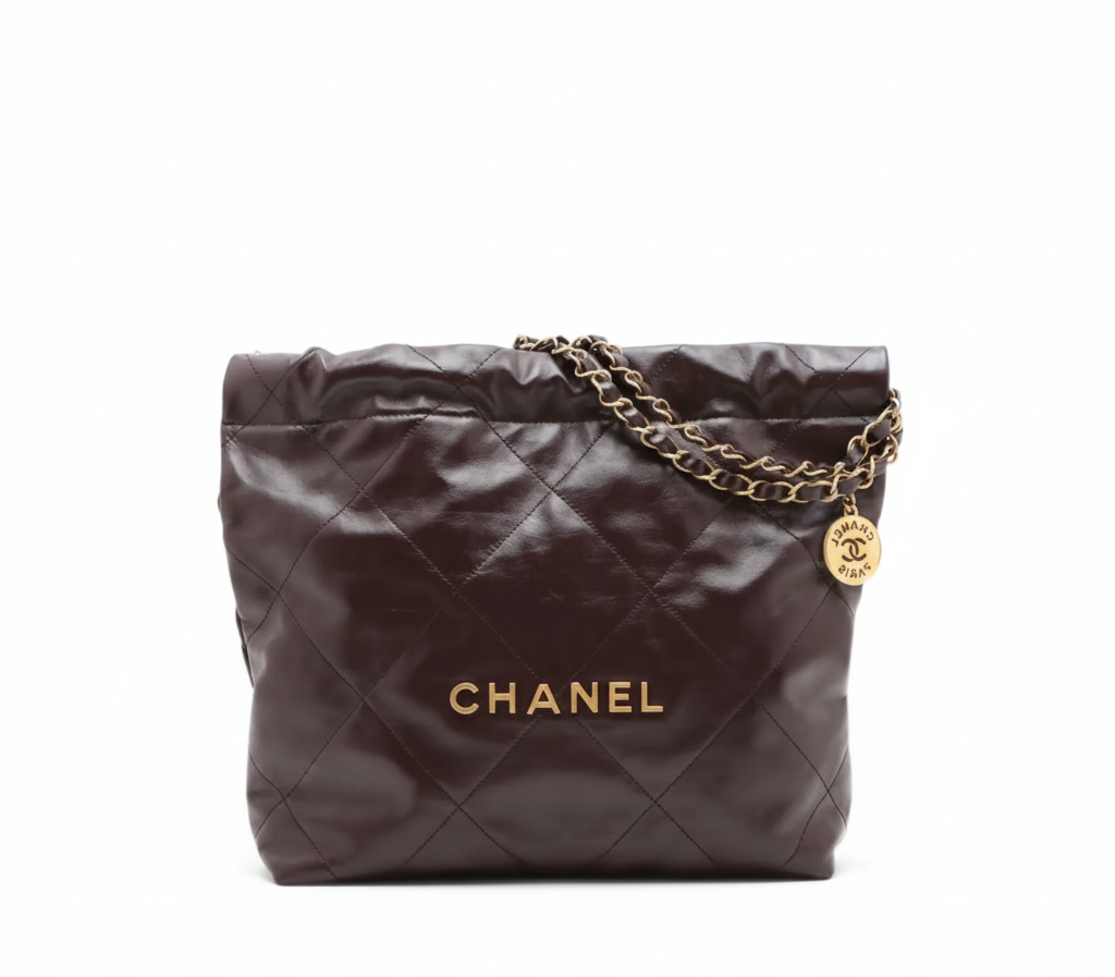 Pre-owned Chanel Hobo Dark Burgundy Calfskin Gold-Tone Hardware - Authenticated