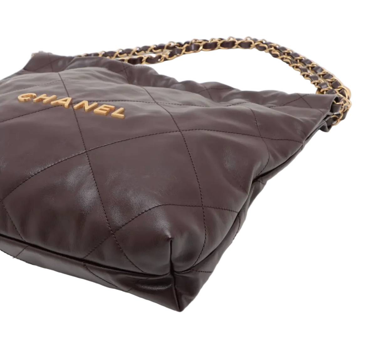 Pre-owned Chanel Hobo Dark Burgundy Calfskin Gold-Tone Hardware - Authenticated