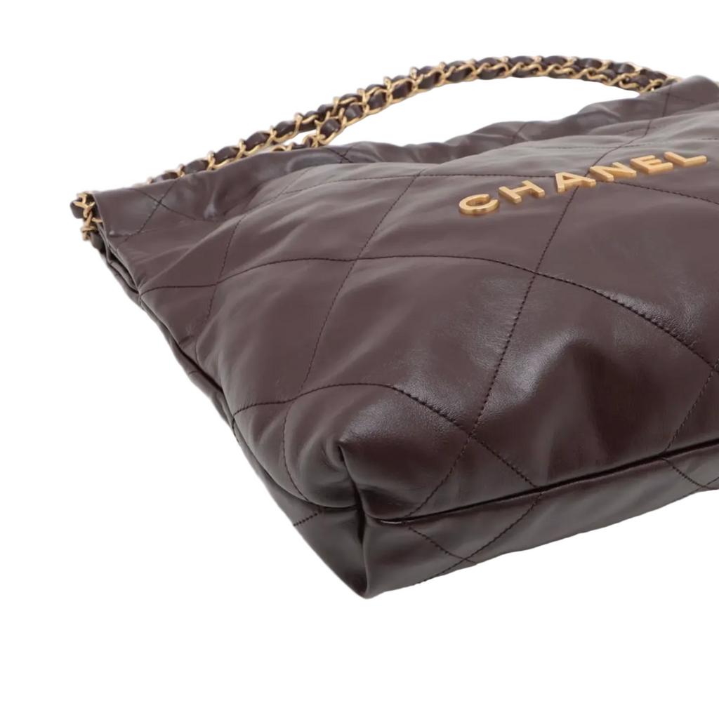Pre-owned Chanel Hobo Dark Burgundy Calfskin Gold-Tone Hardware - Authenticated