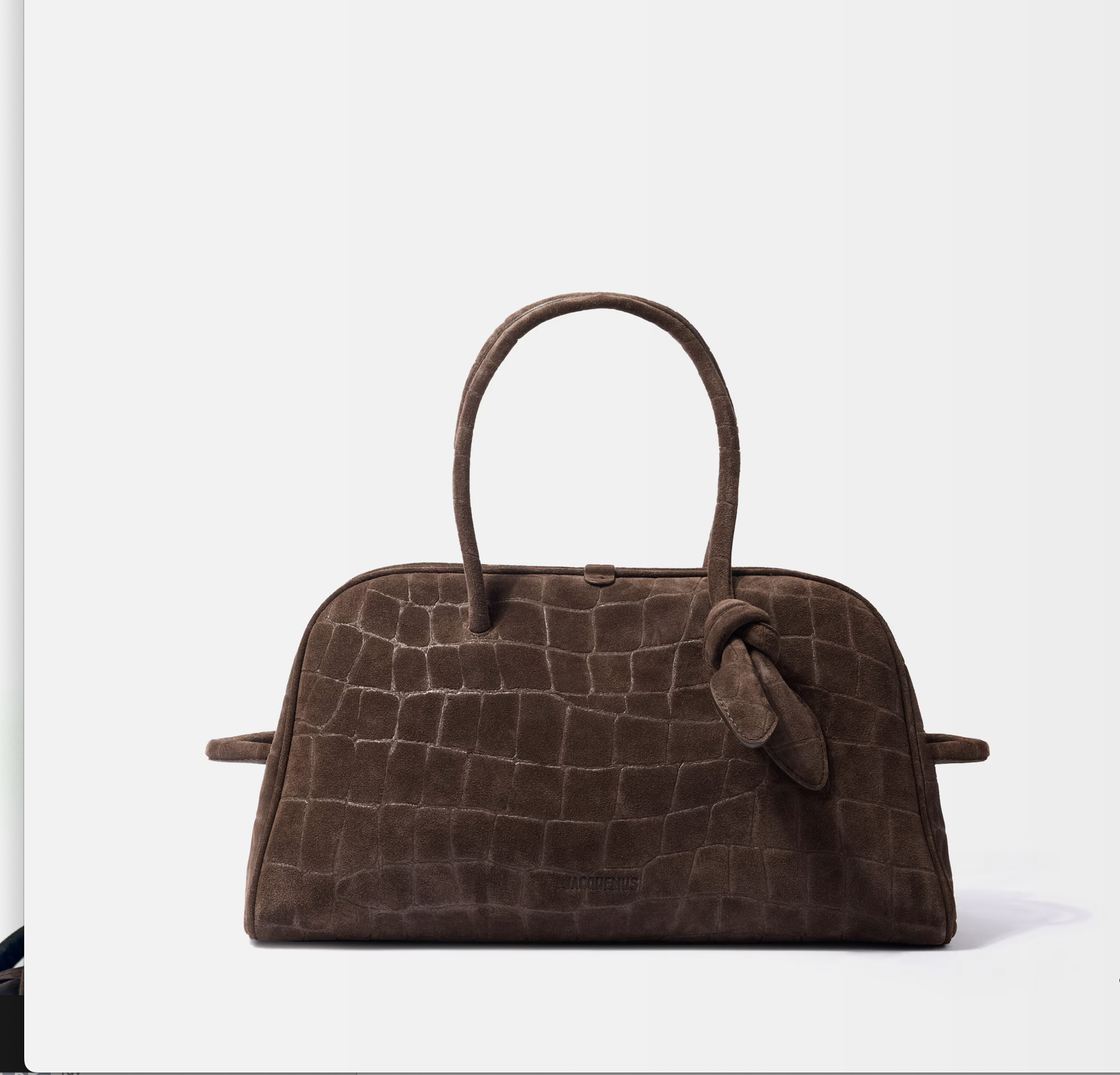 New With Tags Jacquemus Le Turismo Crocodile-embossed Suede Bowling Bag Dark Brown - Authenticated
