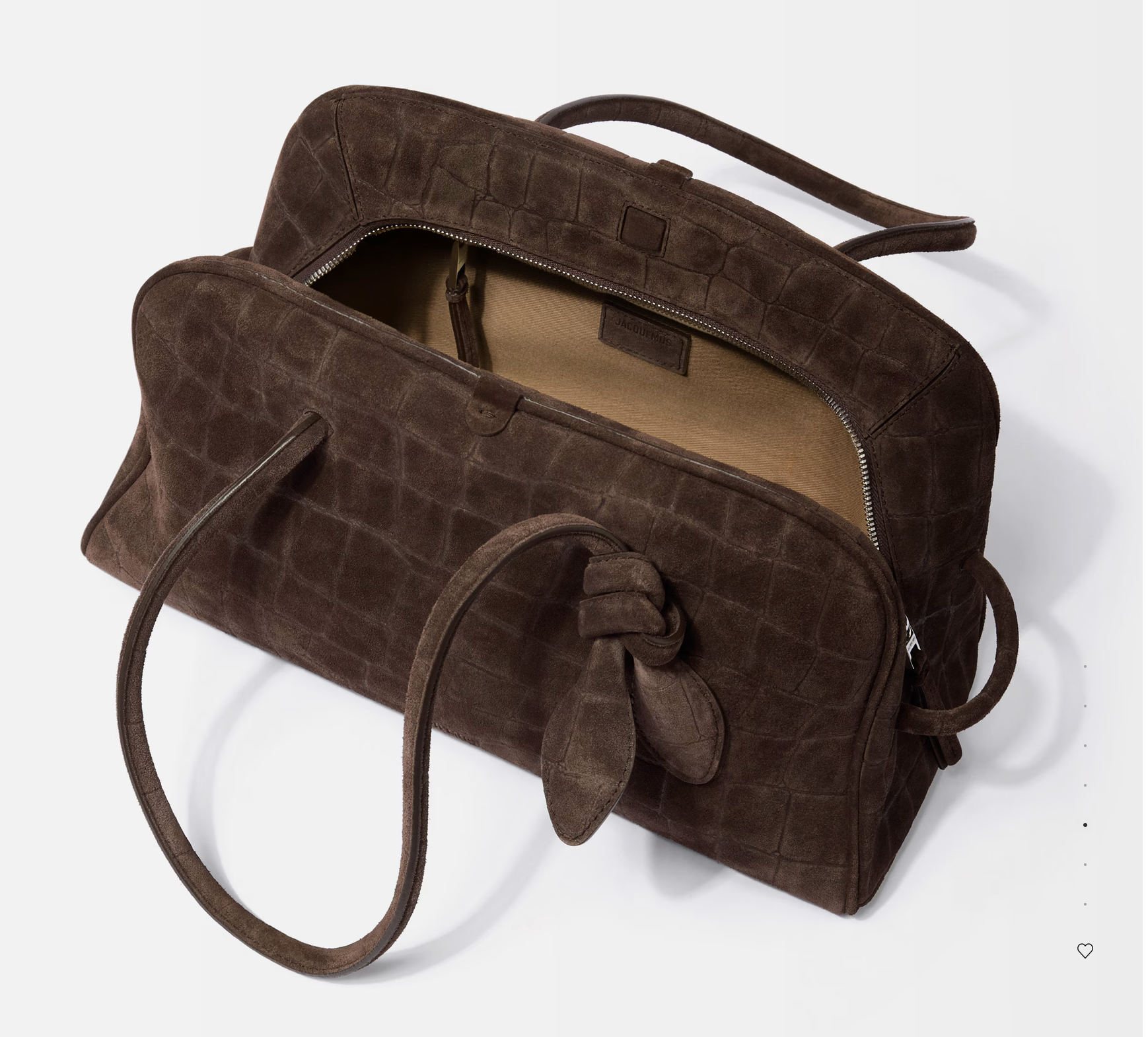New With Tags Jacquemus Le Turismo Crocodile-embossed Suede Bowling Bag Dark Brown - Authenticated