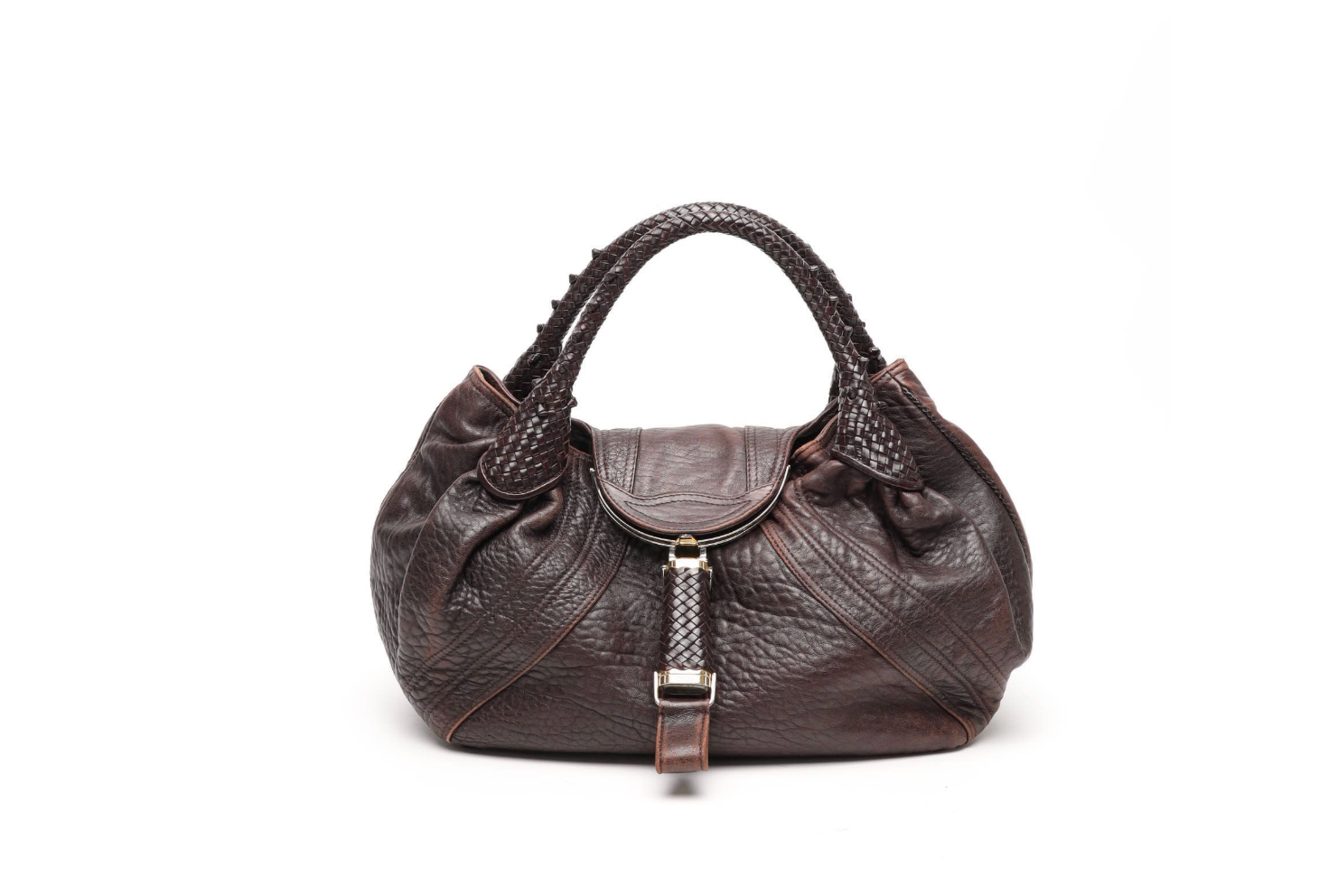 Pre-owned Fendi Spy Bag Brown Grained Leather - Authenticated
