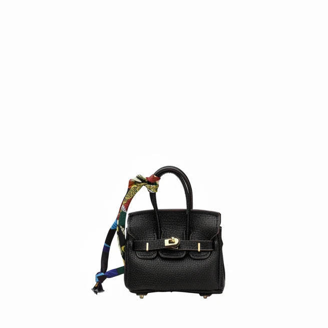 Faux Birkin Bag Charm in Black