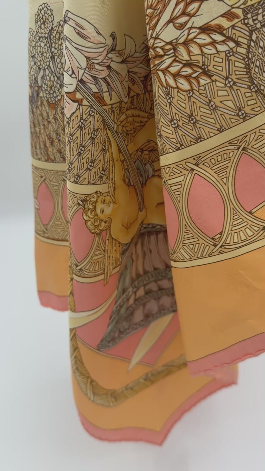 Pre-Owned Hermes Silk Jacquard  Le Carre Scarf "Amours" by Annie Faivre