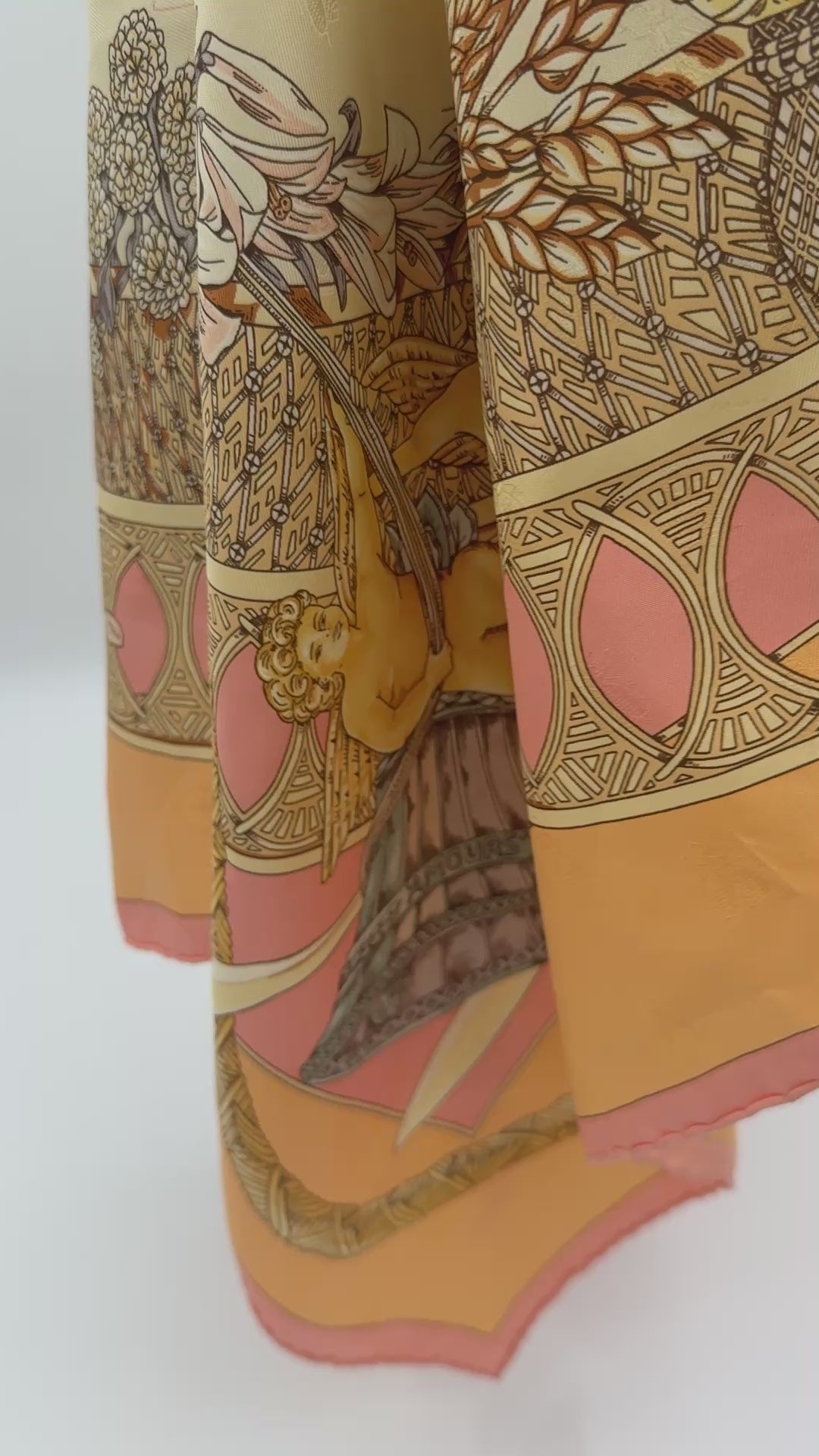 Pre-Owned Hermes Silk Jacquard  Le Carre Scarf "Amours" by Annie Faivre