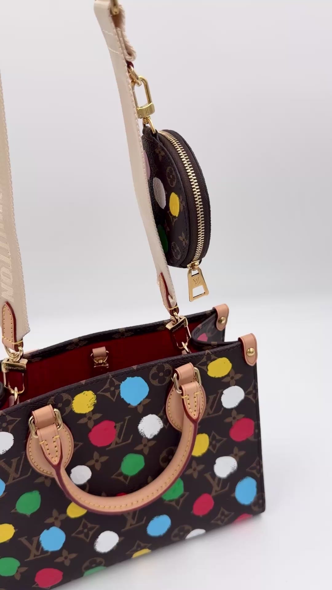 Pre-owned Louis Vuitton x Yayoi Kusama Painted Dots Monogram OnTheGo PM Tote Bag - Authenticated
