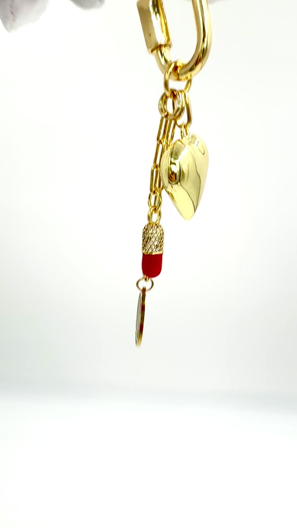 Hawley Studio Bag Charm with Flower, Love, and Cherry - Gold Tone