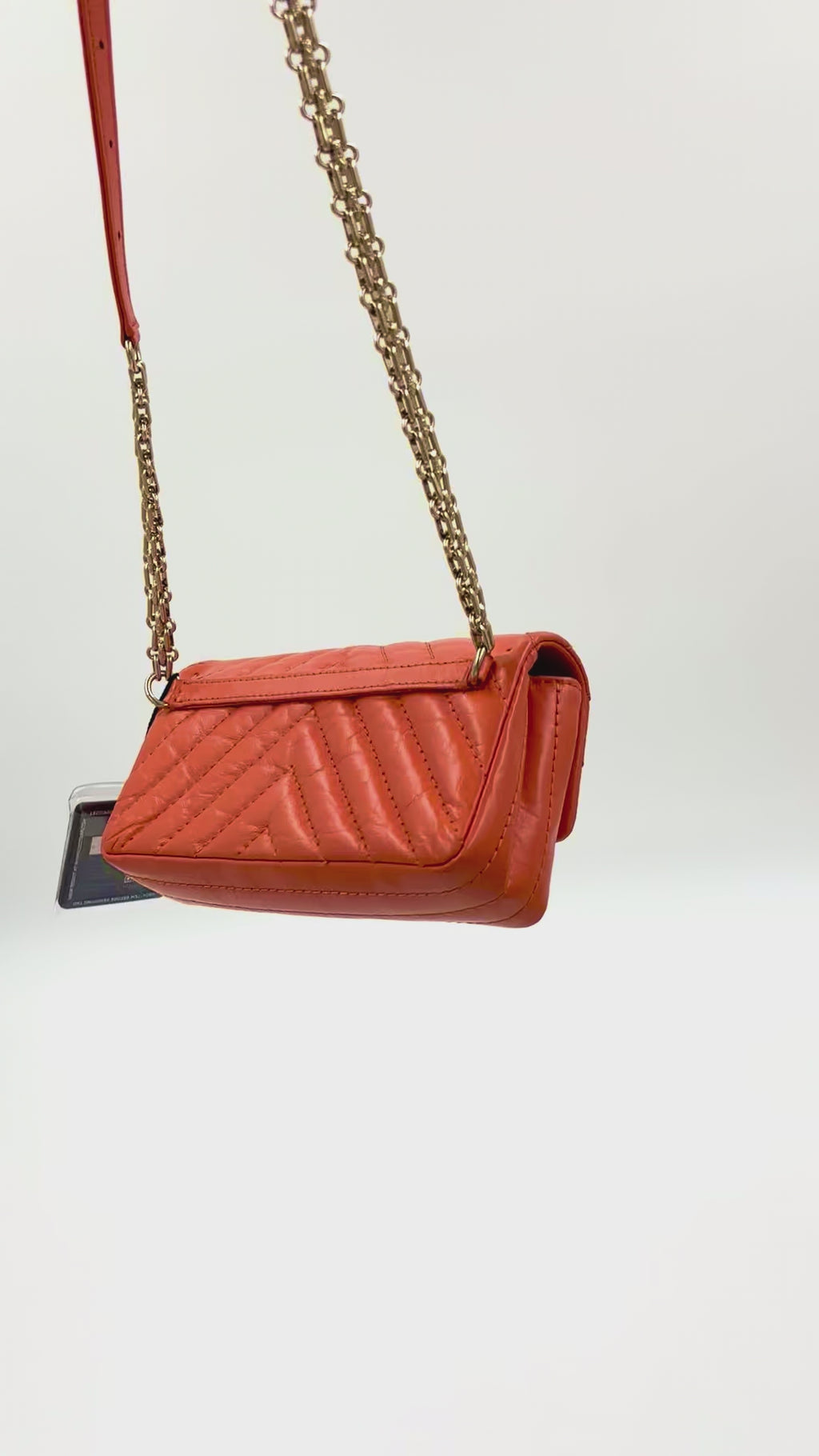 Pre-owned Chanel 2.55 Reissue Mini Flap Bag in Orange Crinkled Calfskin - Authenticated