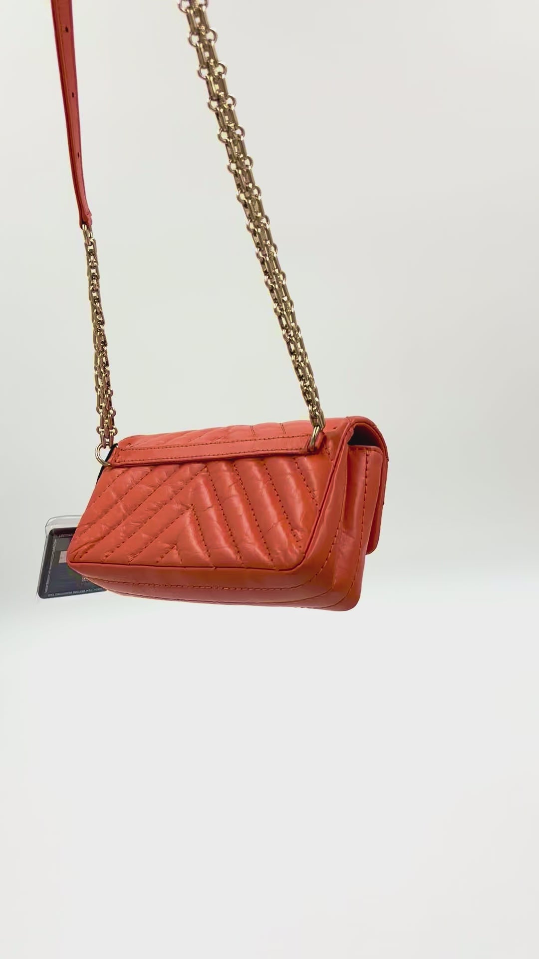 Pre-owned Chanel 2.55 Reissue Mini Flap Bag in Orange Crinkled Calfskin - Authenticated