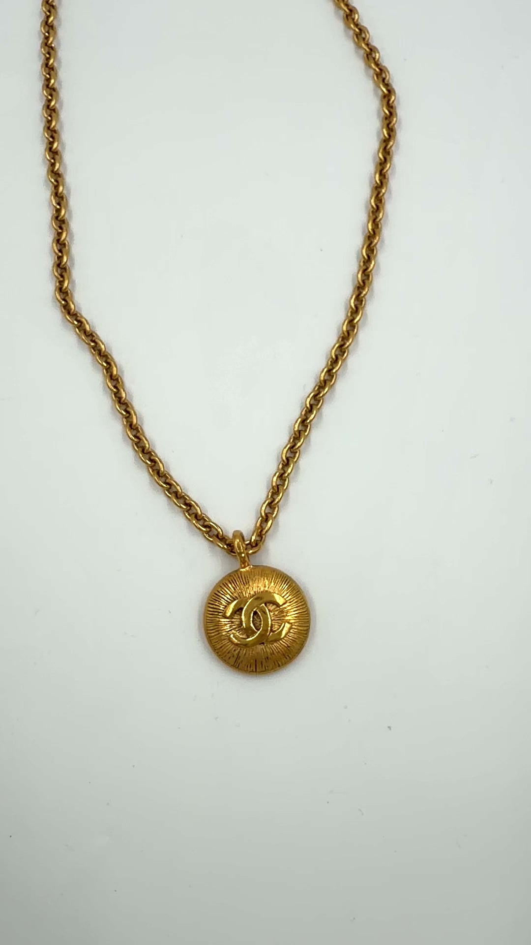 Pre-owned Chanel Gold CC Sunburst Necklace, 24K Gold Plated - Authenticated