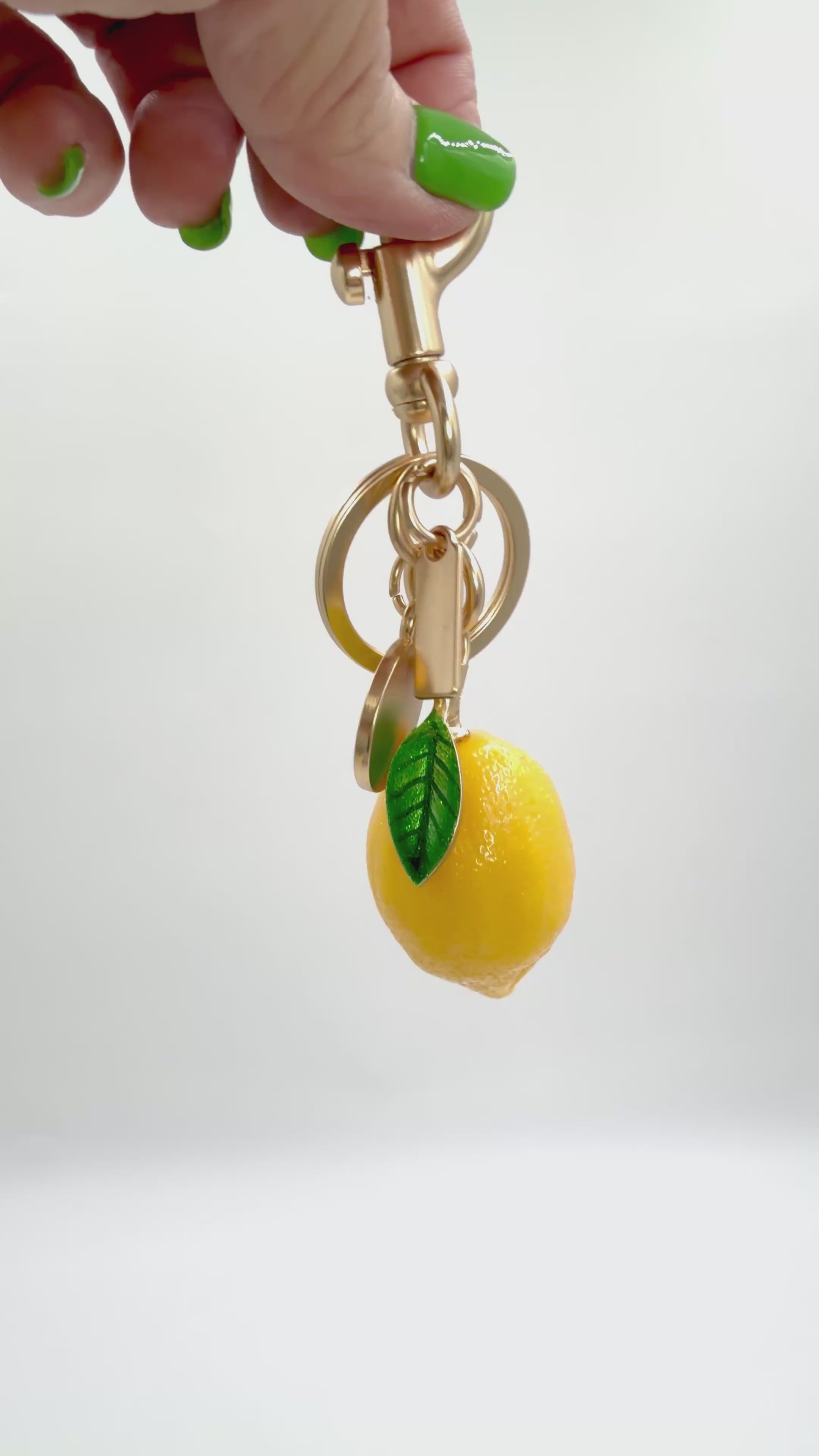 Enamel Lemon Bag Charm Keyring