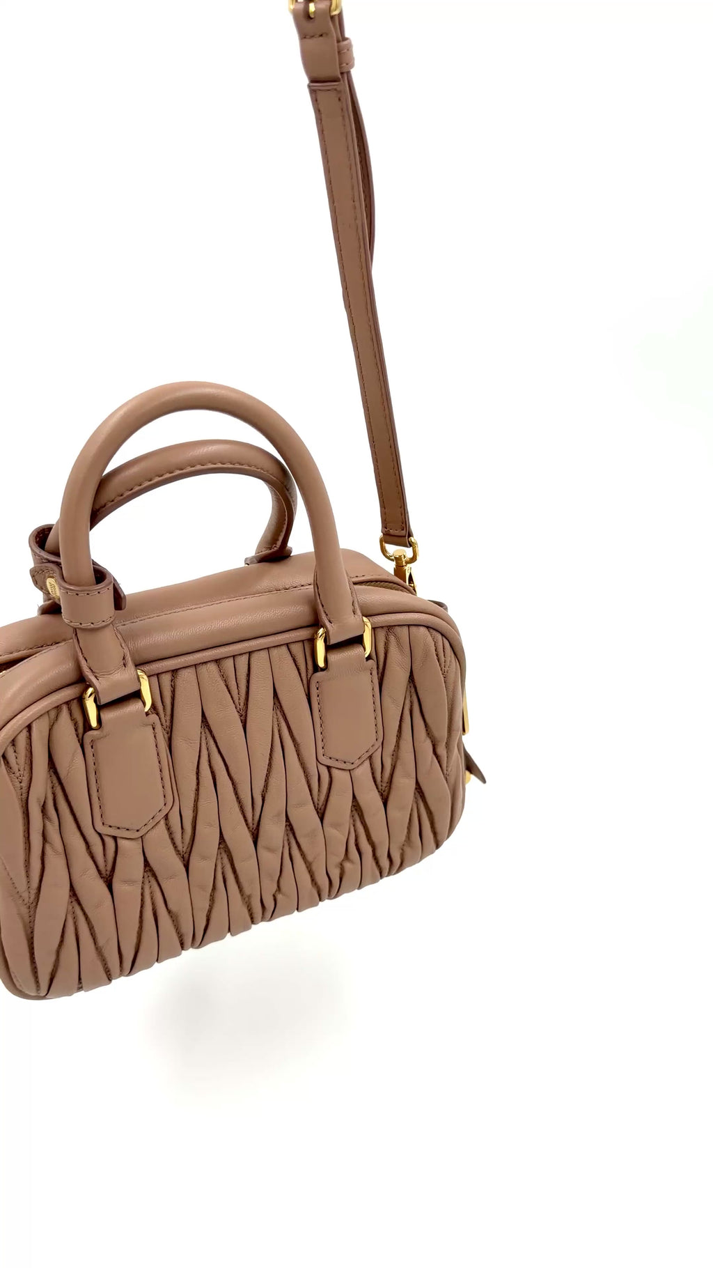 Pre-owned Miu Miu Arcadie Beige Nappa Leather Matelassé - Authenticated