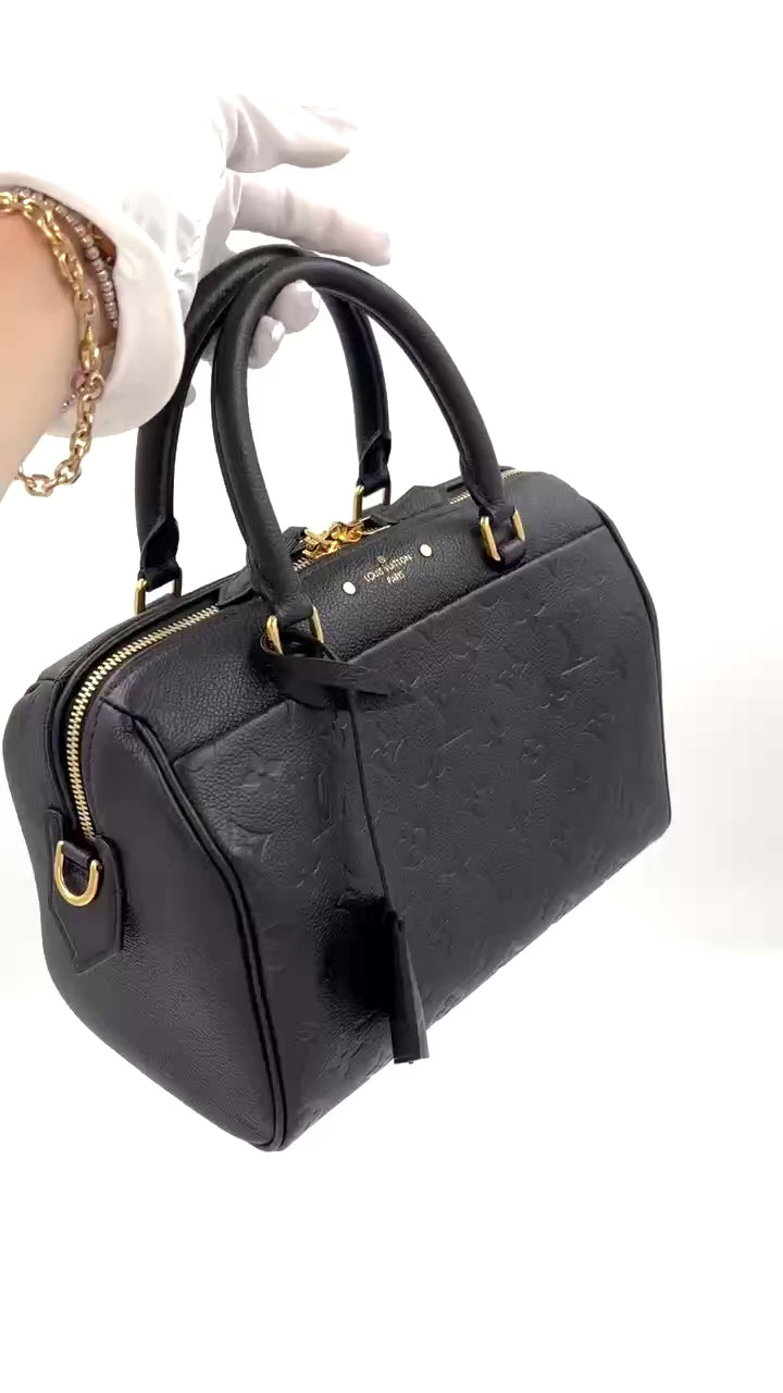 Pre-owned Louis Vuitton Speedy Bandoulière 25 Black Monogram Empreinte Leather - Authenticated