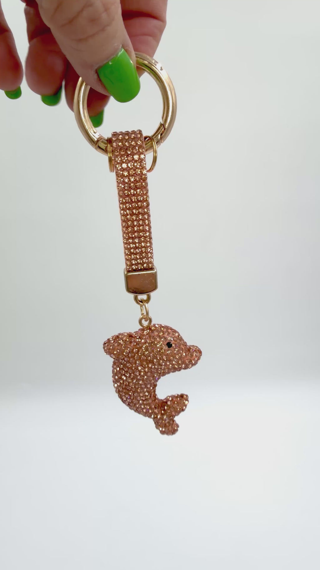 Crystal Pink Dolphin Bag Charm Keychain