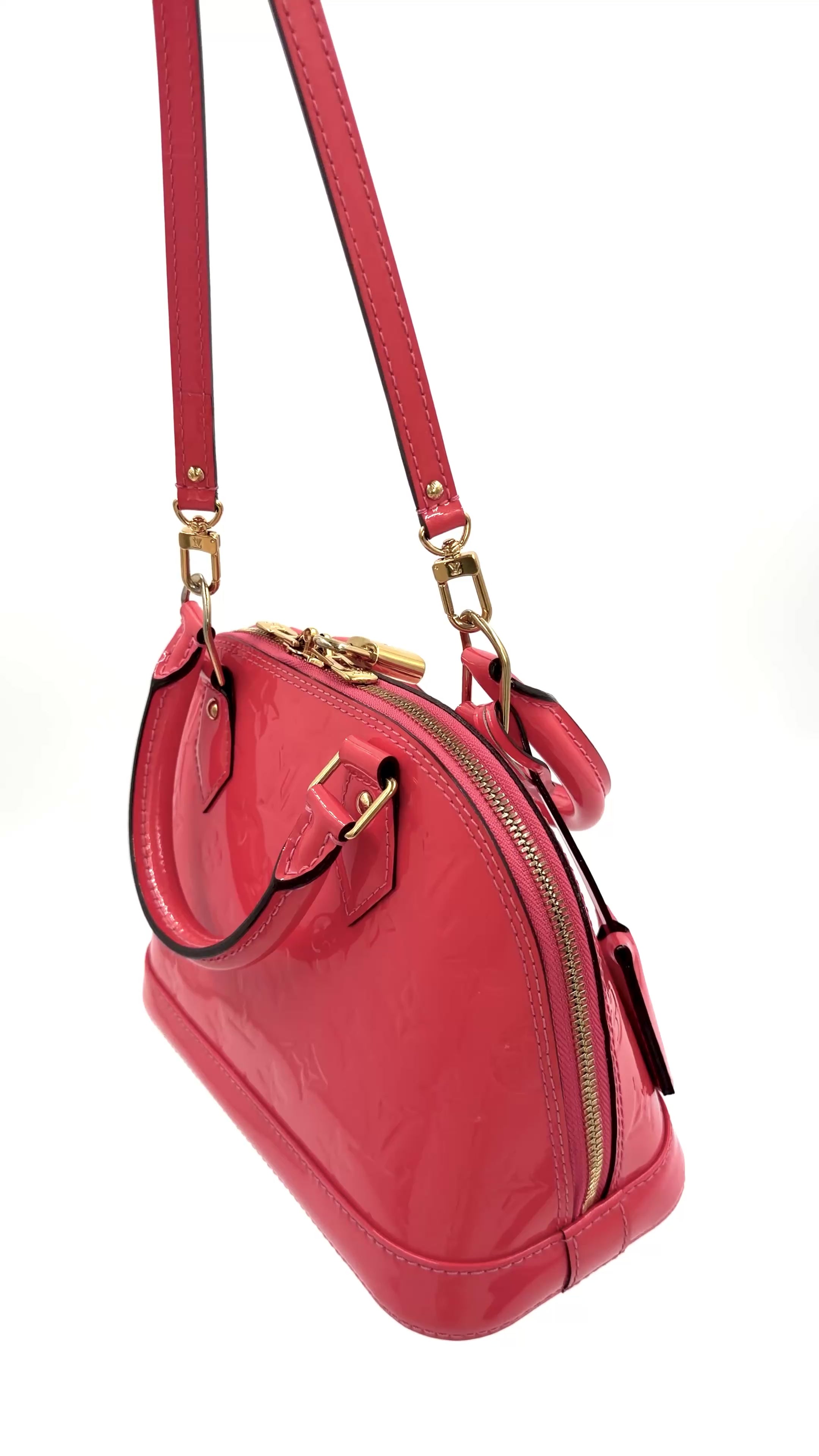 Pre-owned Louis Vuitton Alma BB Coral Vernis Patent Leather - Authenticated