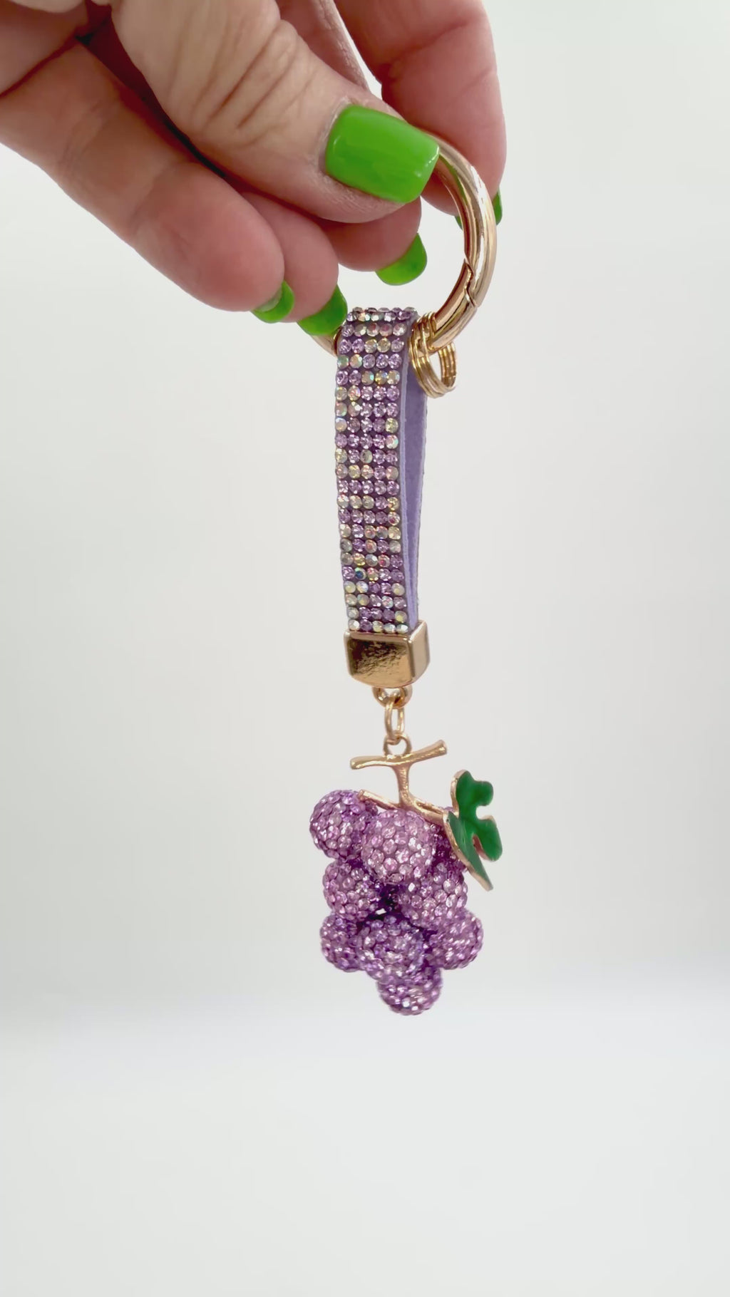 Crystal Grapes Bag Charm Keyring