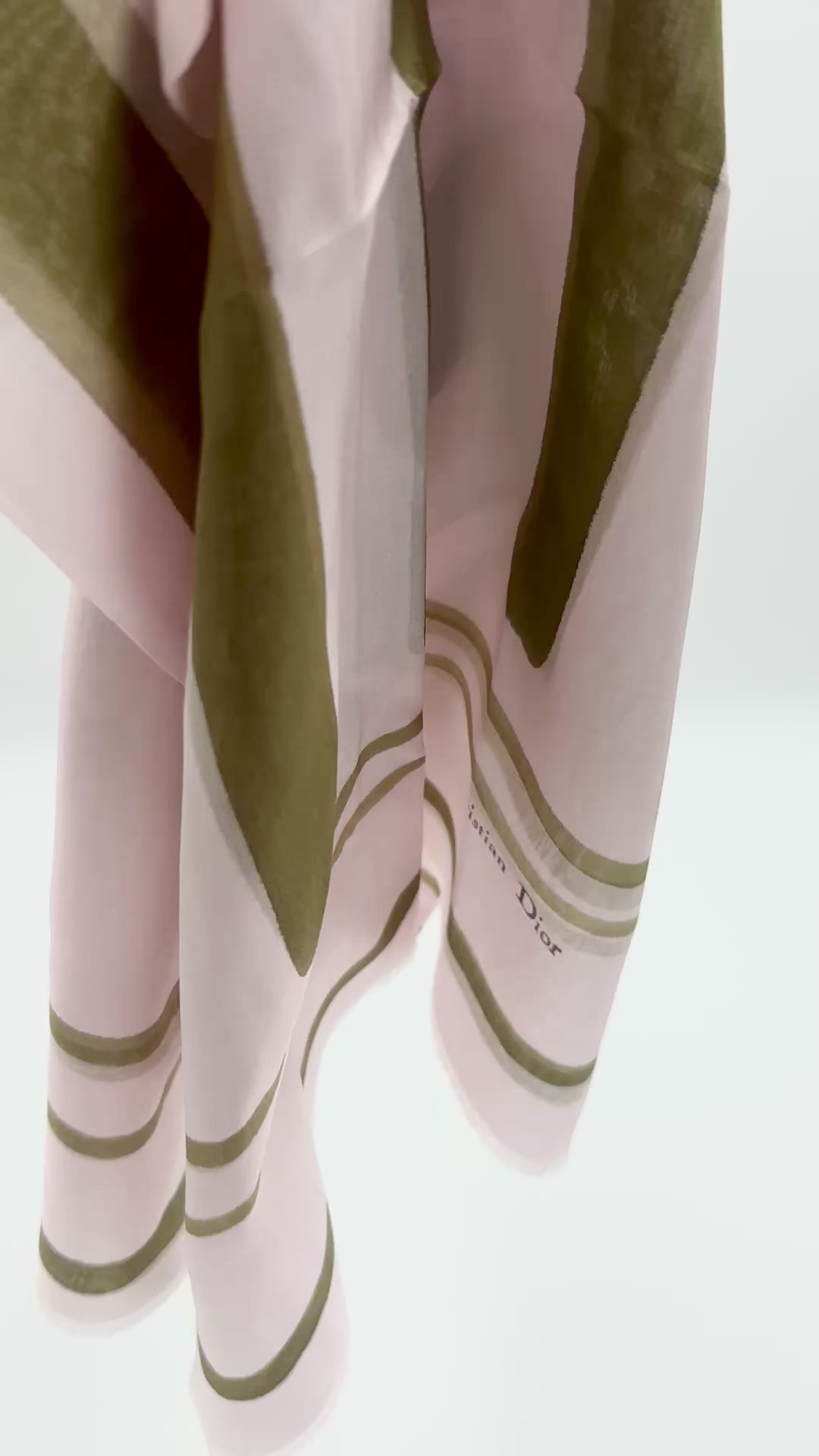 Pre-Owned Christian Dior Silk Stripe Scarf Pink and Green - Authenticated