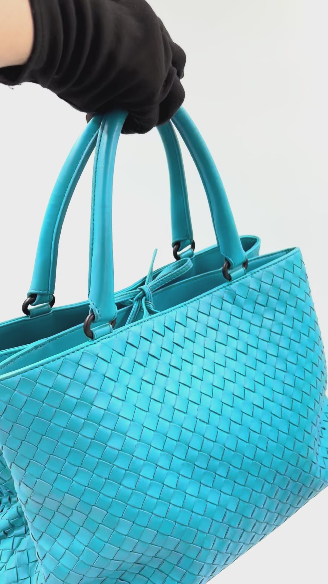 Pre-owned Bottega Veneta Blue Intrecciato Nappa Leather Top-Handle Bag - Authenticated