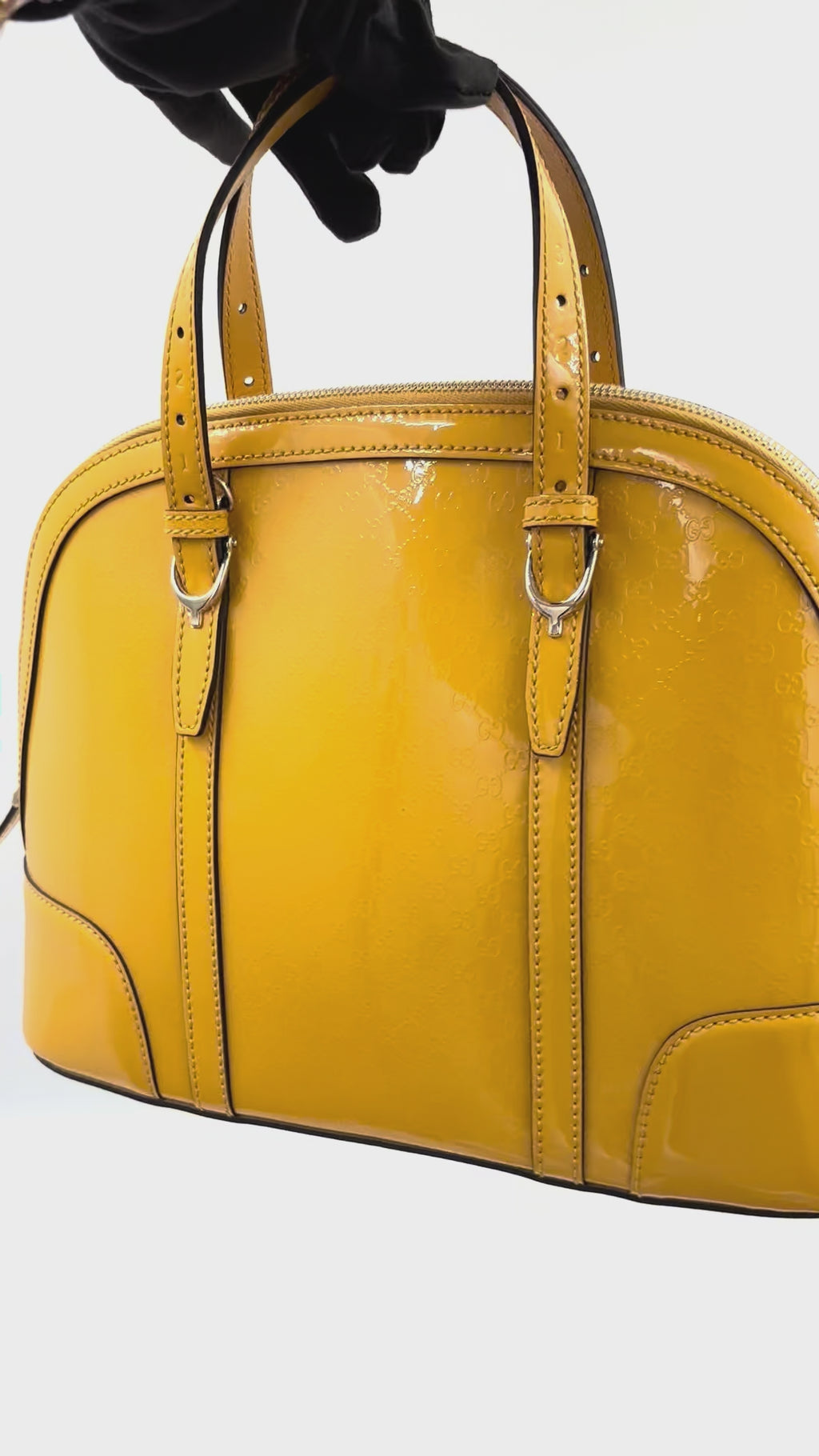Pre-owned Gucci Microguccissima Nice Dome Satchel in Yellow Patent Leather - Authenticated