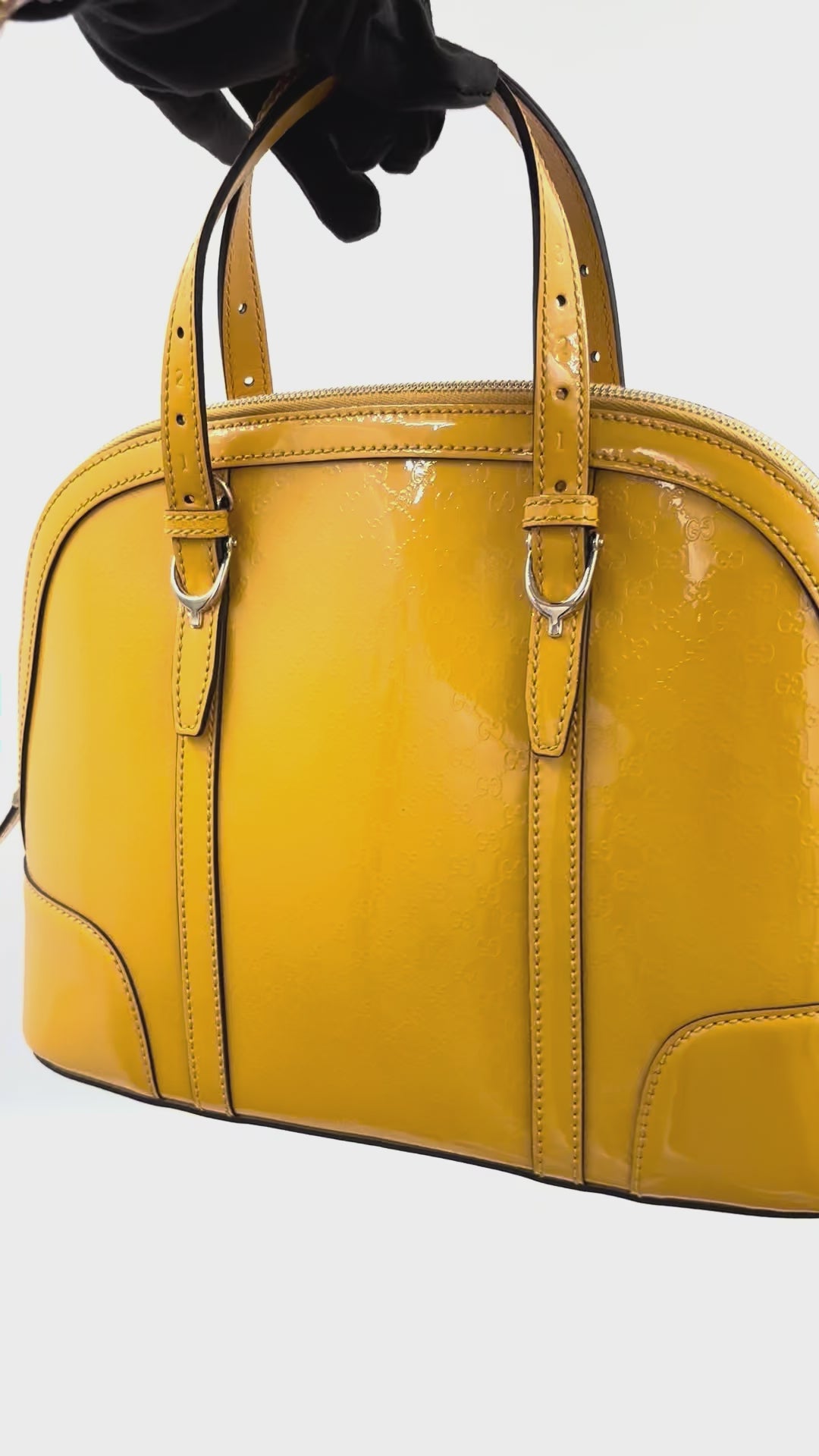 Pre-owned Gucci Microguccissima Nice Dome Satchel in Yellow Patent Leather - Authenticated