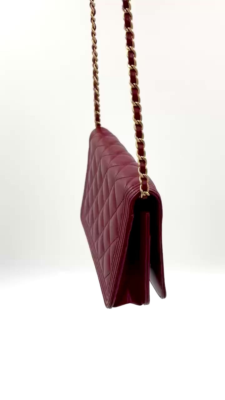 Pre-owned Chanel Burgundy Boy Wallet on Chain Bag - Authenticated