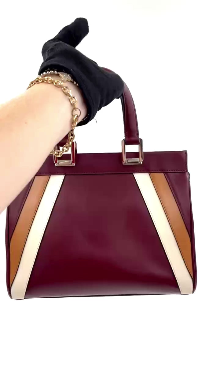 Pre-owned Gucci Smooth Calfskin Small Zumi Top Handle Bag Vintage Bordeaux White Friky Taupe - Authenticated
