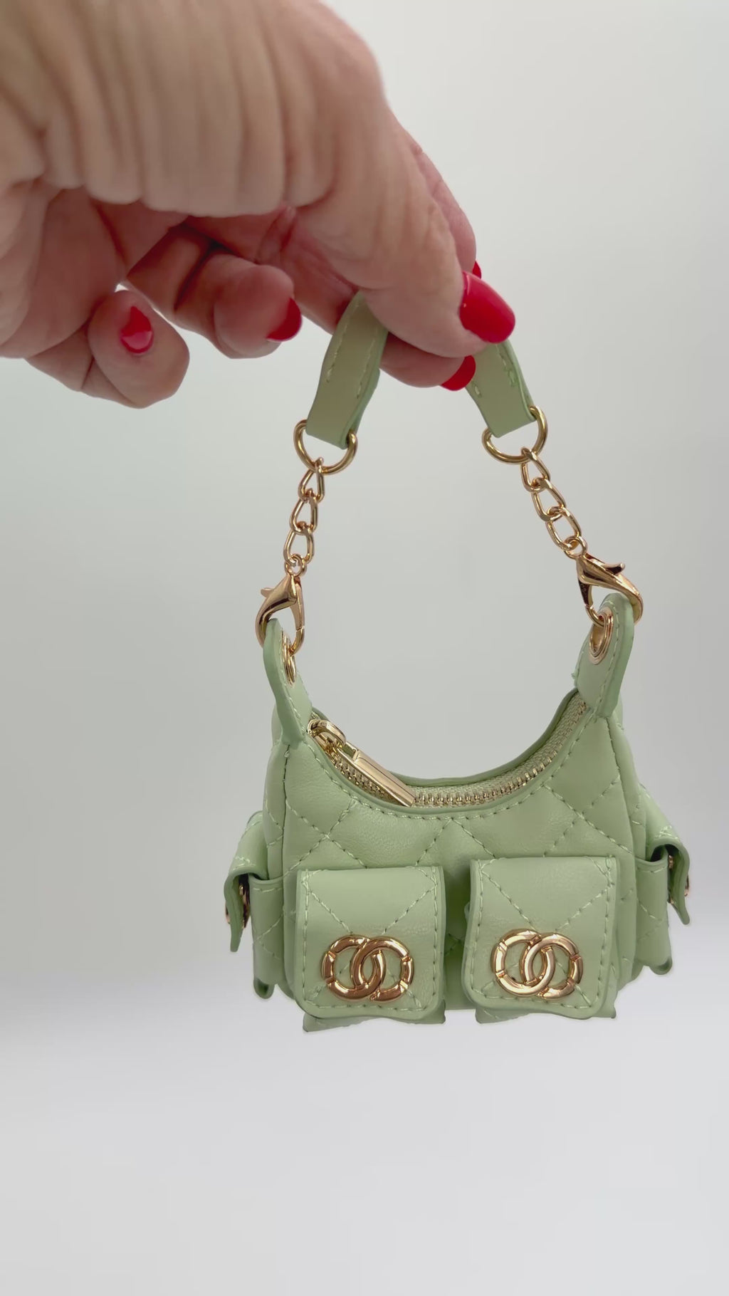 Faux Chanel Bag Charm - Mint Green