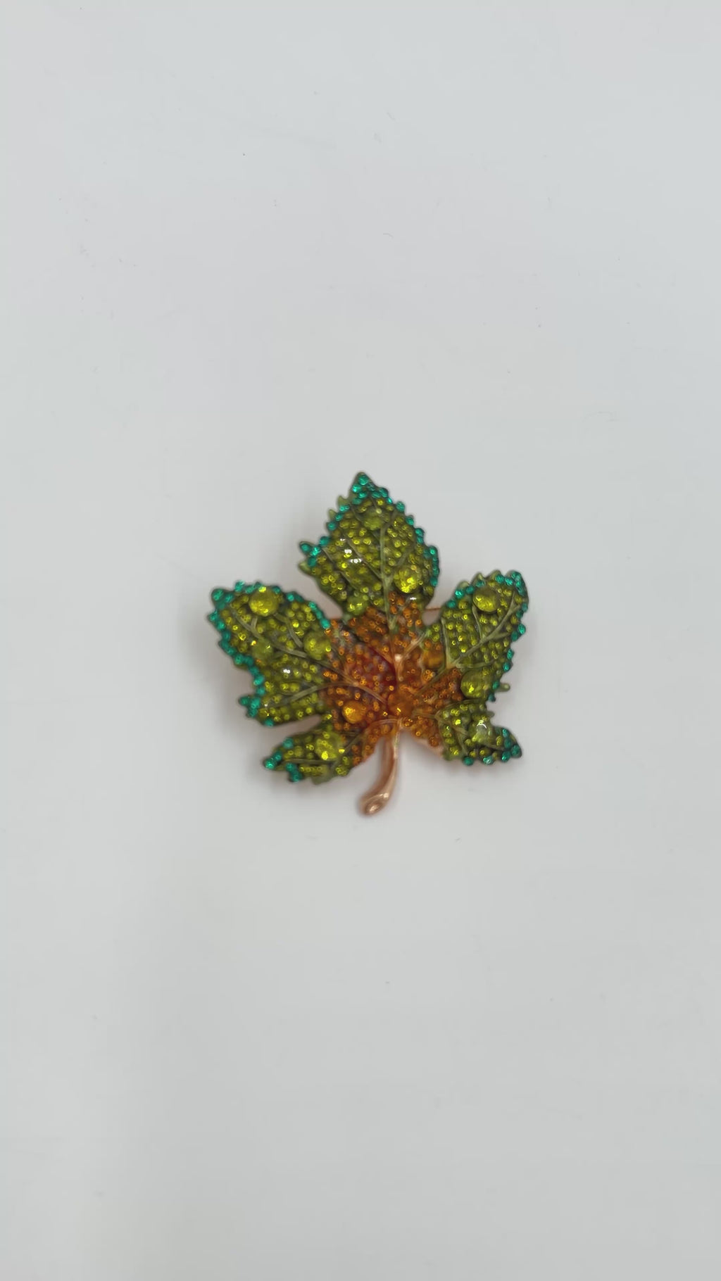 Crystal Multi-Color Glass Maple Leaf Brooch - Unbranded