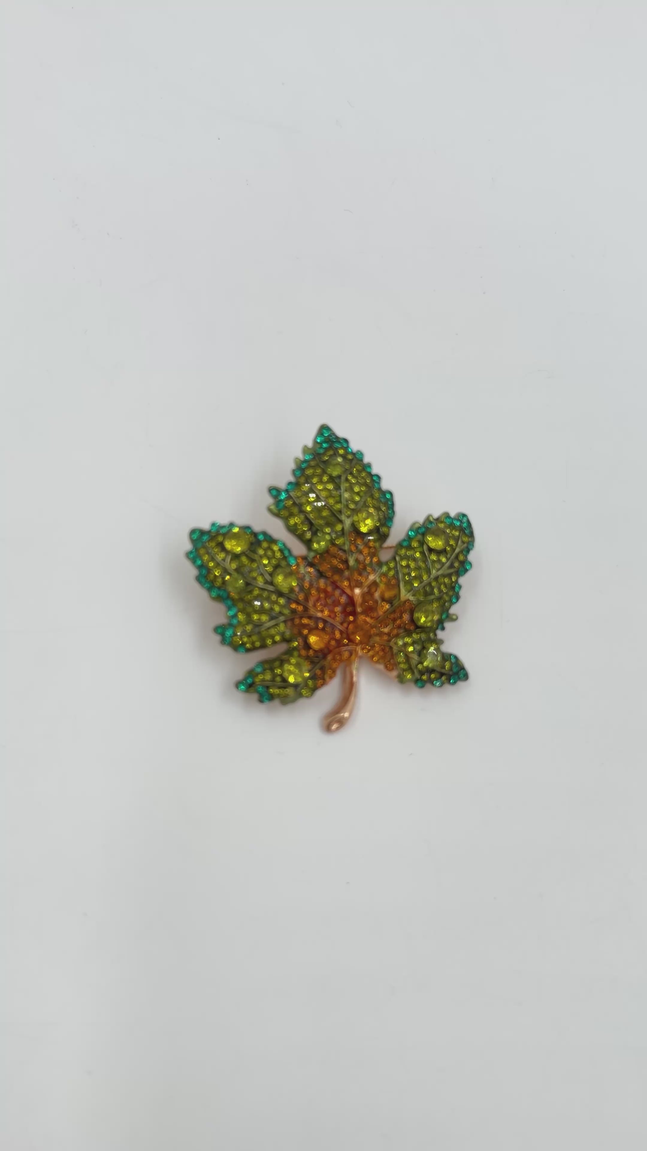 Crystal Multi-Color Glass Maple Leaf Brooch - Unbranded