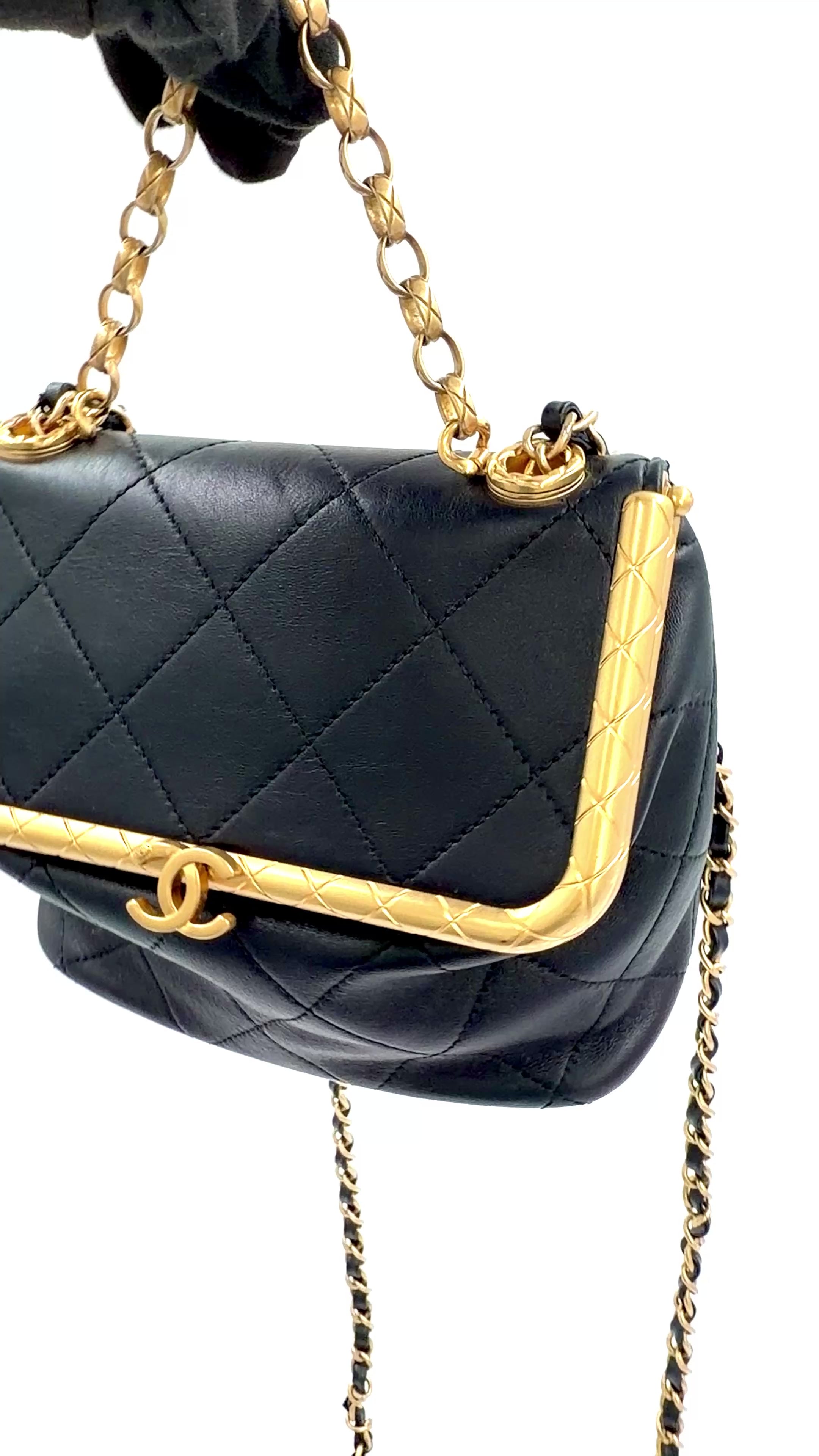 Pre-owned Chanel My Crush Black Quilted Lambskin Bag with Gold Hardware - Authenticated