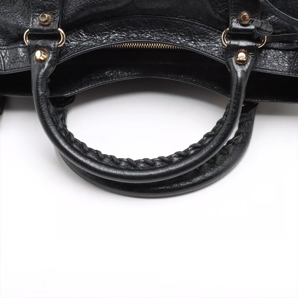 Pre-owned Balenciaga The City Leather 2 Way Handbag Black Gold Hardware - Authenticated
