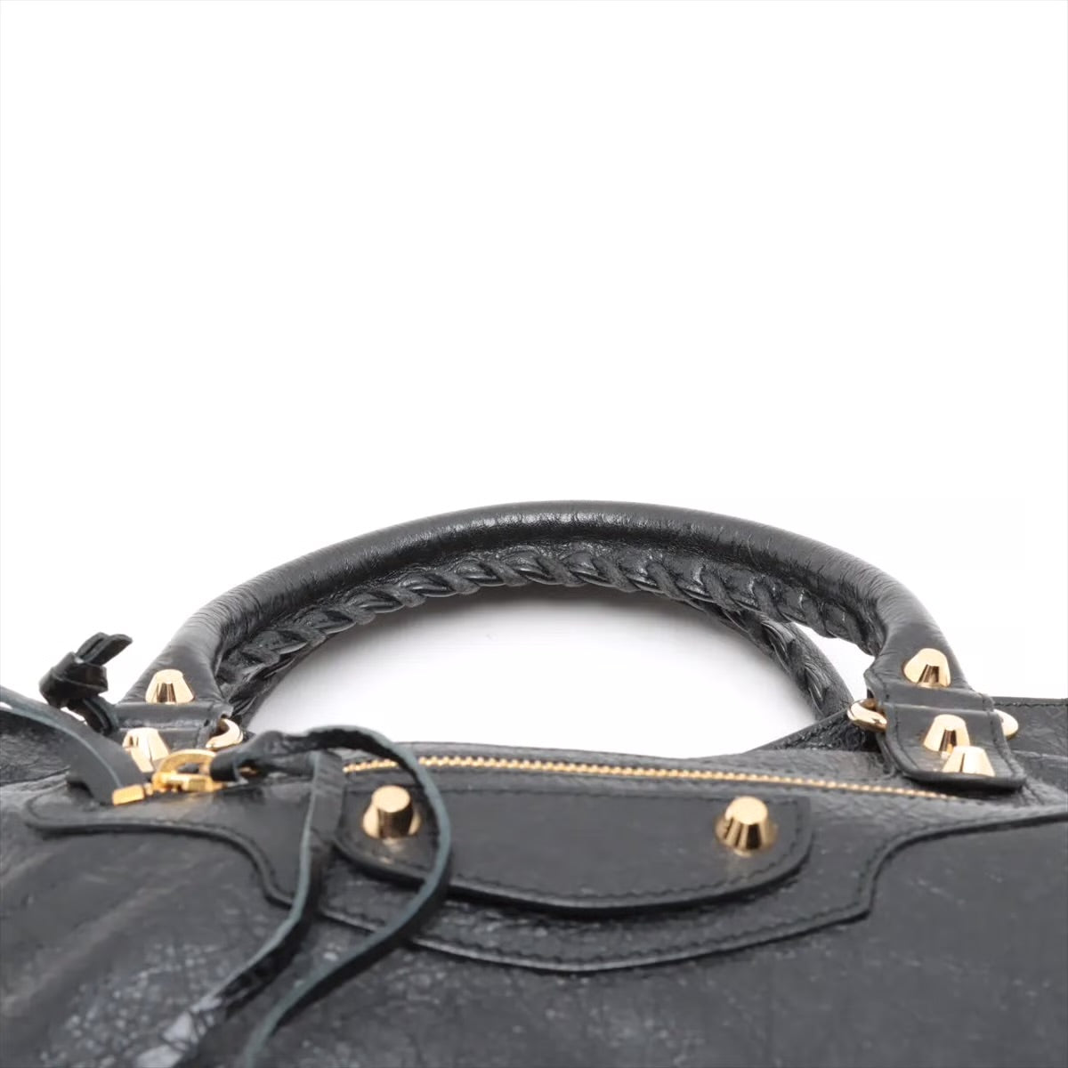 Pre-owned Balenciaga The City Leather 2 Way Handbag Black Gold Hardware - Authenticated