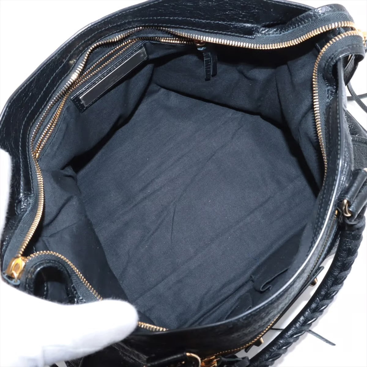 Pre-owned Balenciaga The City Leather 2 Way Handbag Black Gold Hardware - Authenticated
