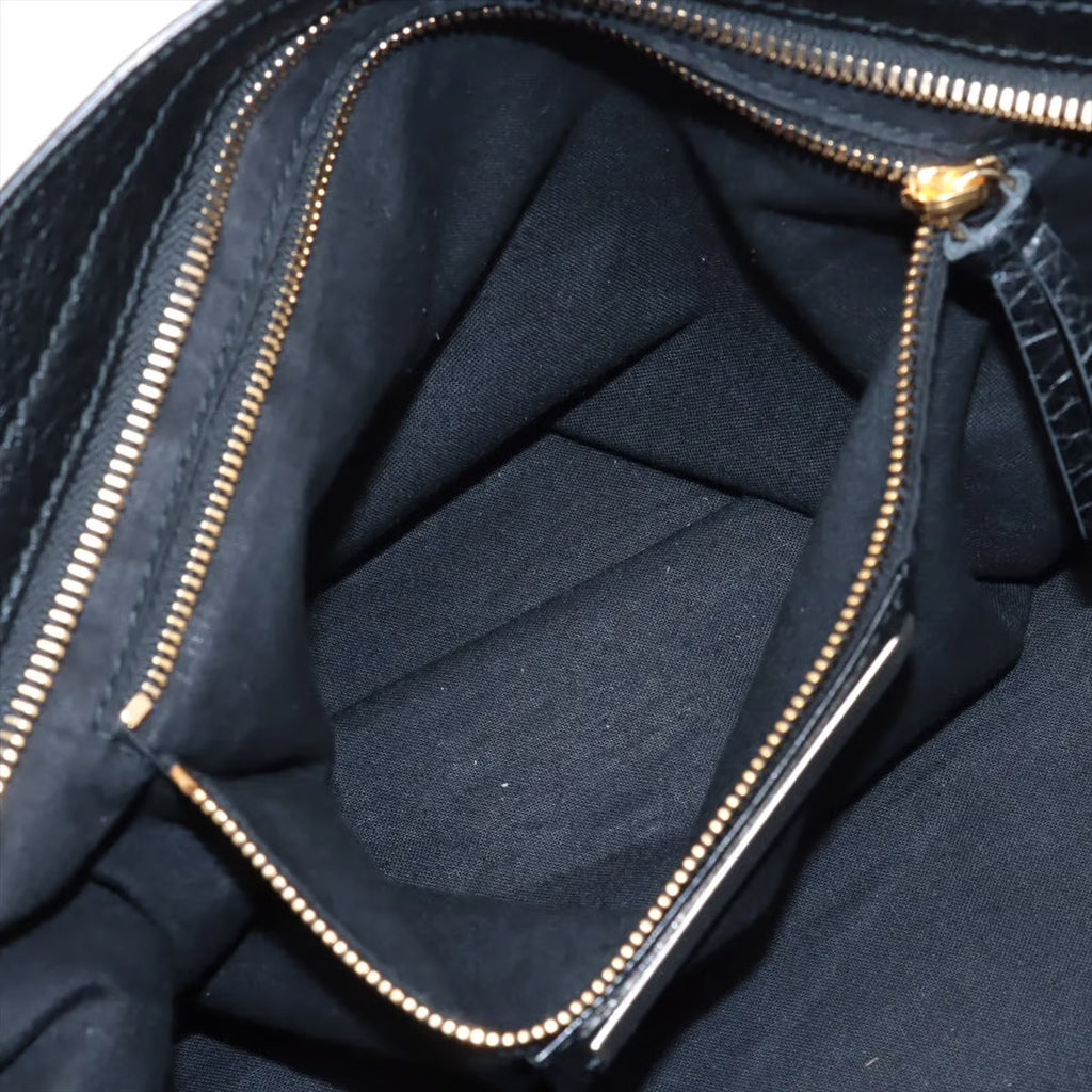 Pre-owned Balenciaga The City Leather 2 Way Handbag Black Gold Hardware - Authenticated