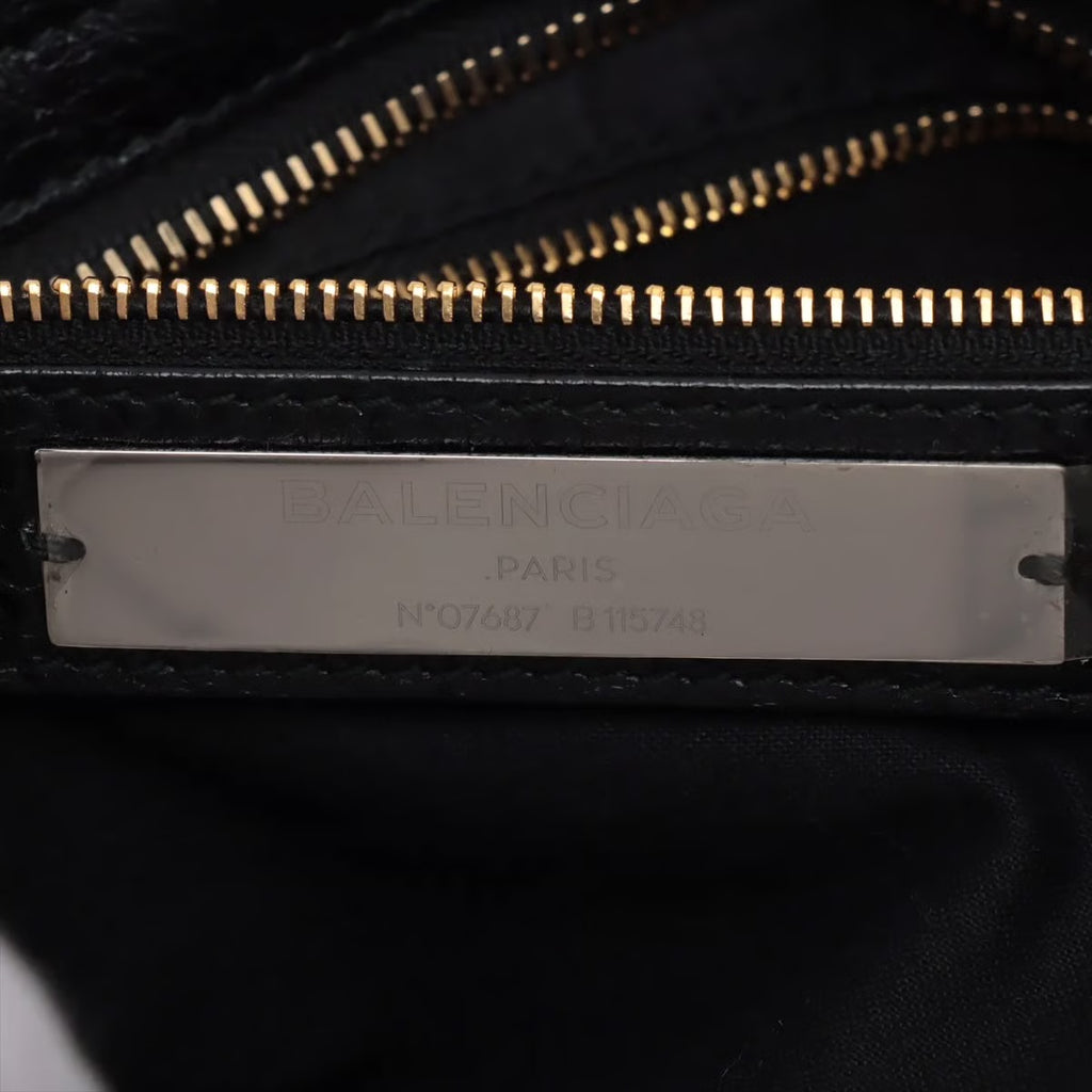 Pre-owned Balenciaga The City Leather 2 Way Handbag Black Gold Hardware - Authenticated
