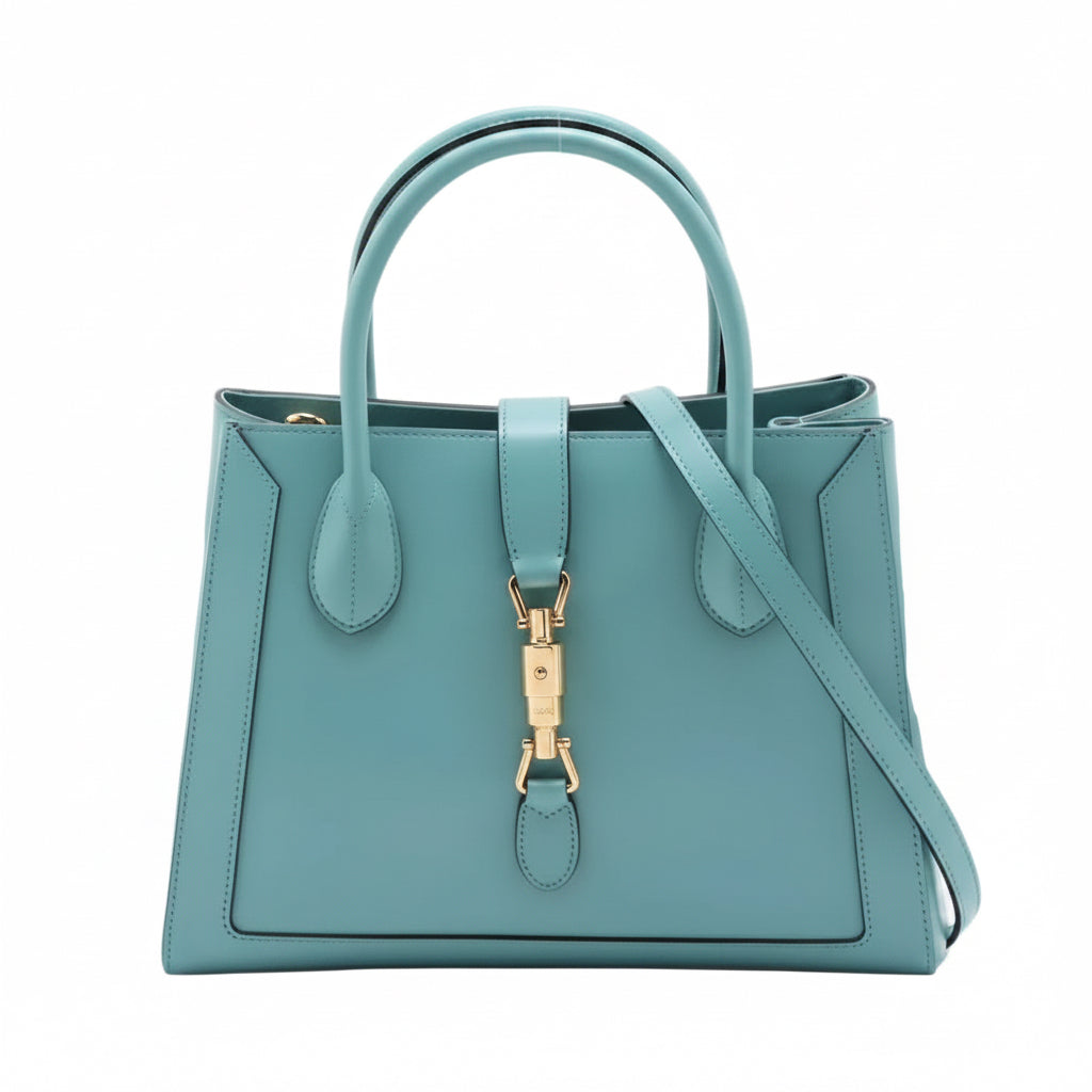 Pre-owned Gucci Jackie 1961 Medium Tote, Dusty Azure Calfskin - Authenticated